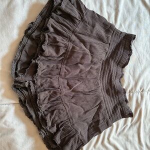 Brown Ruffled Mini Skirt